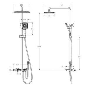 All Copper Gunmetal Gray Thermostatic Shower <b>Set</b> Rainfall Head Single Handle Ceramic Valve Core - Product Image 2