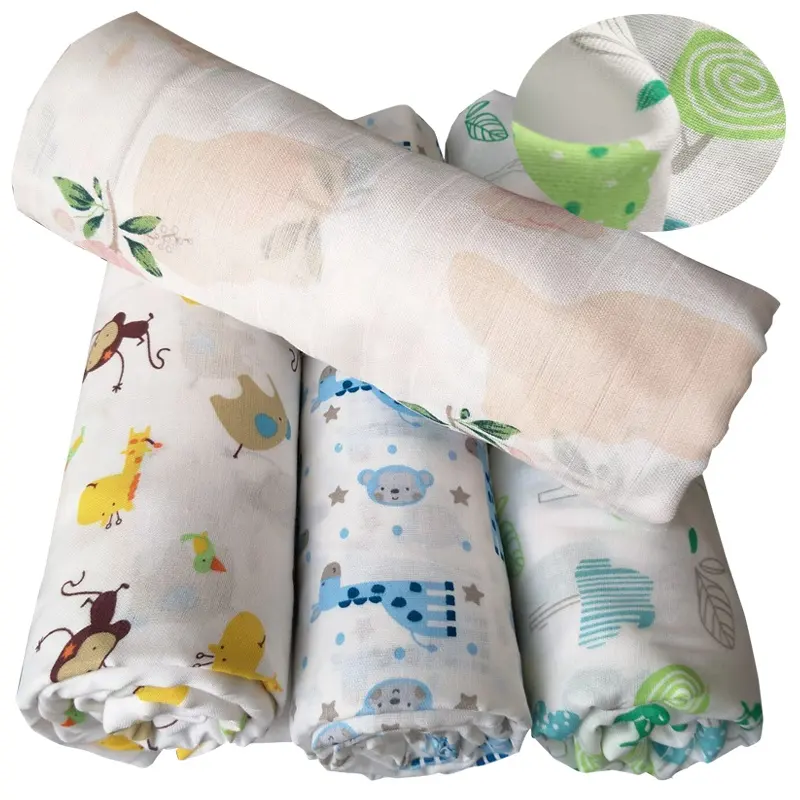 custom design double layer Baby Receiving Blankets Muslin Baby Wraps Soft Swaddle Blankets baby blanket gift set