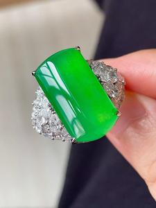 แหวนเพชรทรง Asscher ชุบทอง 18K หรูหรา ประดับพลอยหยกเขียวขนาดใหญ่ 20x11.5x7 มม. หินธรรมชาติ เหมาะสำหรับเป็นของขวัญ - Product Image 6