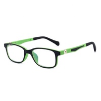 Lunettes optiques pour enfants TR90 avec charnière flexible à 180 degrés, livraison rapide, couleurs uniques et solides avec embouts en silicone bleu et noir