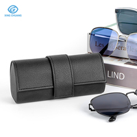 Étui à lunettes en PU lisse fait main avec sangle magnétique, boîte à lunettes pour lunettes de soleil et lunettes optiques, approvisionnement en gros pour usine, logo personnalisable