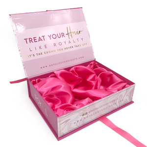 Custom Logo Ribbon Paper Competitive Price Packing Pink Marble Hair Wig Gift Box Packaging