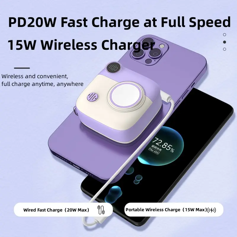 2024 tren teknologi elektronik I menonton pengisi daya nirkabel PD20W 15W 10000mAh magnetik Wireless Bank daya untuk iPhone15 Pro Max