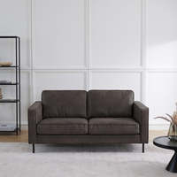 Canapé moderne minimaliste deux places en cuir véritable pour petit appartement, hôtel, villa, salon
