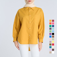 25 couleurs en gros dubaï femmes musulmanes robe Abaya tunique hauts à manches longues décontracté modeste coton polyester chemises musulmanes Blouses