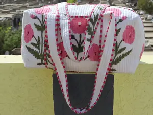 Bolsa de lona de lujo con estampado de flores para mujer, hecha a mano, lavable, para playa, viaje nocturno, mercado, bolsa de compras, regalo - Product Image 2