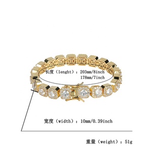 10m 7in HipHop Geometric Third Party Certified Gold Iced Micro Pave Cubic Zircon Tennis Chain <strong>Copper</strong> <strong>Bangles</strong> <strong>Men</strong> - Product Image 2