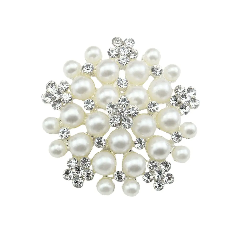 Broche élégante en strass et perles, pour femmes, bijou de mariage