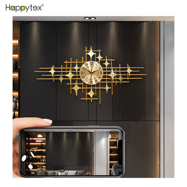 Modern Large Metal Decorative Mid Century Silent Non-Ticking Star Home Big Wall Clocks for Living Bedroom Dining Room Office