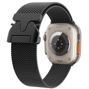 Bracelet de montre ultra-fin de luxe en acier inoxydable de 18 mm pour Apple S10 Mini, nouveau style, respirant - Product Image 3