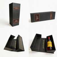 Boîte à vin de luxe gris foncé au design personnalisé créatif, emballage cadeau en carton rigide, boîte vide pour bouteille de vin rouge, vente en gros
