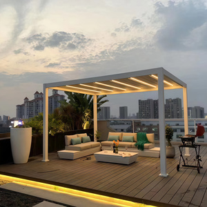 Motorized Bioclimatic Aluminum Pergola Remote Control Adjustable Louver Roof Villa Backyard Waterproof Sunshade With LED - Product Image 2