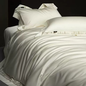 Luxury Long Staple Cotton Jacquard Four Piece <b>Bedding</b> <b>Set</b> Solid Color Breathable Soft For All Seasons - Product Image 3