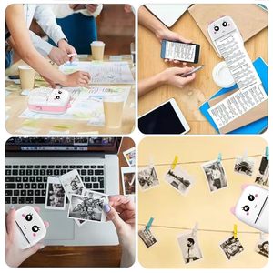 เครื่องพิมพ์ภาพถ่ายขนาดพกพาแบบพกพา ใช้ในบ้าน สีขาวดำ ใช้พอร์ต USB สำหรับ Android IOS ไร้สาย พิมพ์บาร์โค้ด <span class=keywords><strong>ราคา</strong></span><span class=keywords><strong>ป</strong></span>ระหยัด พร้อมกระดาษ - Product Image 5