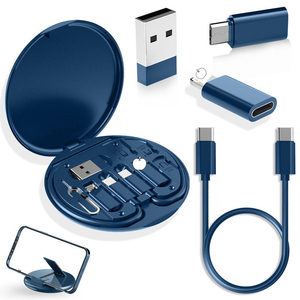 Set di Scatole Portacavi Multifunzione con Cavo di Ricarica Rapida Type-<span class=keywords><strong>C</strong></span> USB 6 in 1 Kit Cavo USB <span class=keywords><strong>C</strong></span> per Ricarica e Dati Blu - Product Image 1