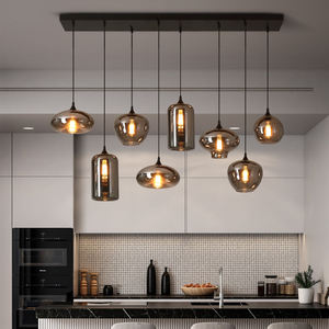 <span class=keywords><strong>Lampadario</strong></span> Moderno Nordico in Vetro Grigio Fumo a Sfera per Isola Cucina e Ristorante - Product Image 3