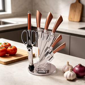Juego <span class=keywords><strong>de</strong></span> <span class=keywords><strong>Cuchillos</strong></span> <span class=keywords><strong>de</strong></span> Acero Inoxidable <span class=keywords><strong>de</strong></span> Alta Calidad para Chef, con Cuchillo Santoku, Construcción Ecológica en Metal 3CR13 - Product Image 3