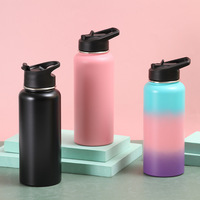 Bouteille d'eau isotherme en acier inoxydable à double paroi de 950 ml avec logo personnalisé, large ouverture, sans BPA, pour le sport (vente en gros)