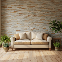 KMGSTONE Pierre de Culture Jaune Revêtement Mural Extérieur Carreaux Design Brique Moderne Surface Fissurée Durable Garantie 5+ Ans Extérieur