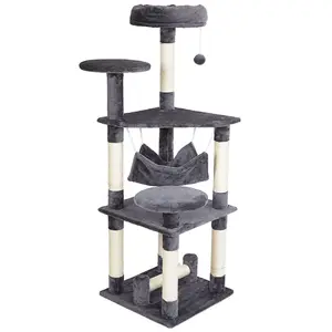 Pet Furniture Lounge Cheap Luxury Modern Natural Sisal Large Climbing Frame Scraper Cat Tree Xxl Wooden Cat Tree House Tower