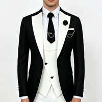 Setelan Jas Formal Pria 3 Potong Grosir, Jaket Rompi Celana, Kerah Notch, Kancing Depan, Anti Kusut, Musim Semi Gugur, Bisnis, Pernikahan