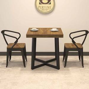 Mesa y Sillas de Madera Maciza y Hierro <span class=keywords><strong>para</strong></span> Restaurante o Cafetería, Estilo <span class=keywords><strong>Vintage</strong></span>, en Oferta - Product Image 4