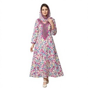 Fil peigné léger Style flammé Sheila broderie Dubaï arabe Abaya robe pour les femmes musulmanes popeline tissu Jalabiya moyen-orient - Product Image 2