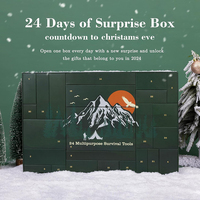 Calendrier de l'Avent Camping 24-en-1 : Kit d'outils de survie et de sécurité & Boîte mystère de compte à rebours de Noël 24 jours – Cadeau de survie