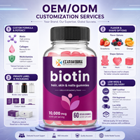 Gummies Biotine Cheveux Peau Ongles 10000 mcg Végétaliennes Saveur Fraise OEM Personnalisé Marque Privée Supplément Qualité 100000 Atelier Propre