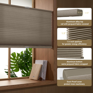 Top Down Bottom Up Blackout Cellular Shades <span class=keywords><strong>Jacquard</strong></span> Process Fabric Stores en nid d'abeille Réduction du bruit Balance de température Sans fil - Product Image 2
