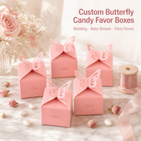 Boîte à bonbons jetable créative en forme de papillon, fond carré creux, en carton nacré, pour chocolats et confiseries, vente en gros