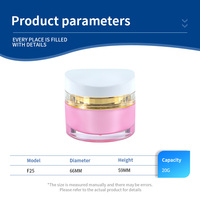 Pot de crème pour les yeux rond de 20 g, en acrylique rose avec couvercle doré, conteneur pour soins de la peau, logo personnalisé, vente en gros
