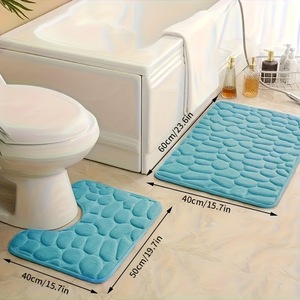 Tapis de siège de toilette en polaire corail Cangming, ensemble deux pièces en forme de U, couleur unie, absorbant, antidérapant, pour salle de bain - Product Image 3