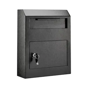 Venta caliente Puerta de montaje de bloqueo Drop Box Buzón de acero para pagos de alquiler, correo, llaves, efectivo, cheques - Product Image 1