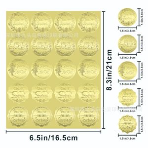 Floral Gold Embossed Self-adhesive Paper Round Decorative <b>Stickers</b> for Home Decoration and Gift Sealing - Product Image 2