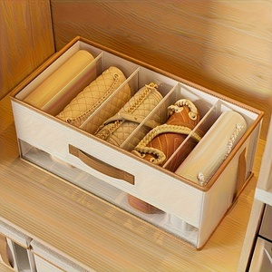 Caja de Almacenamiento de Ropa de Plástico, Plegable y Apilable, con Divisores y Compartimentos, Estilo Japonés, para Bolsas y Carteras - Product Image 1