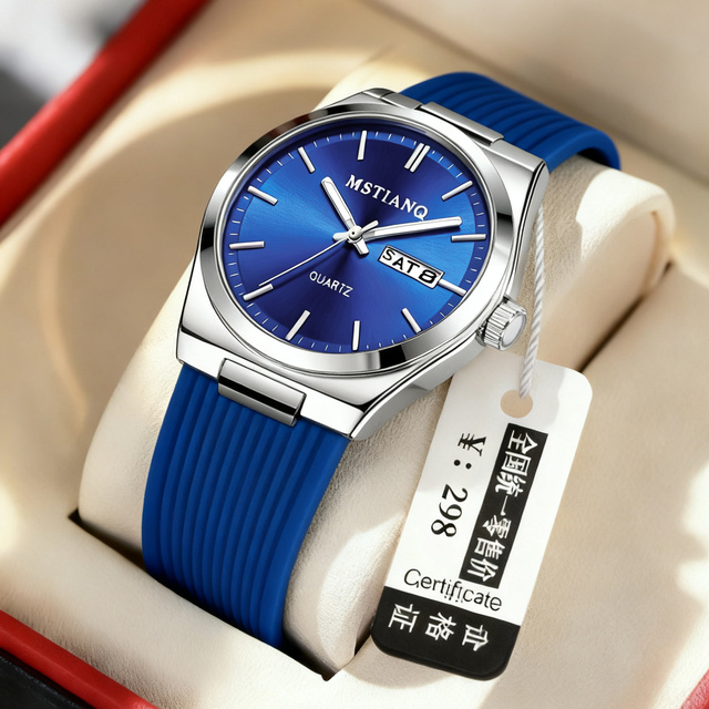 MSTIANQ or Swiss Luxury Men's Ultra-Thin Quartz Watch with Pointer Classic   Alloy Case  Water Resistance Silicone Watch