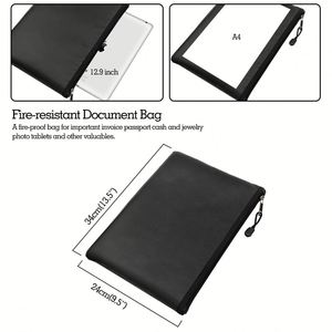 High Quality Fireproof Water Resistant <b>Document</b> Card Cash <b>Bag</b> with Zipper - Product Image 2