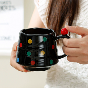 Quality Choice Ceramic Coffee <b>Mug</b> Colorful Polka Dot Design Food Safe Dishwasher Safe Reusable Student Couple <b>Cute</b> Business - Product Image 4