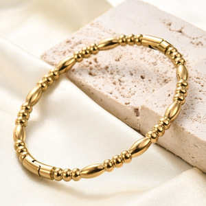 Stainless Steel 5Mm Ball Design <b>Bangle</b> <b>Bracelet</b> Gold <b>Silver</b> Unisex Jewelry Fashion Accessory - Product Image 2