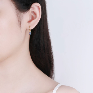 <b>Beautiful</b> Colorful Brass Hook Baguette Cubic Zirconia Statement <b>Earrings</b> for Children's - Product Image 6