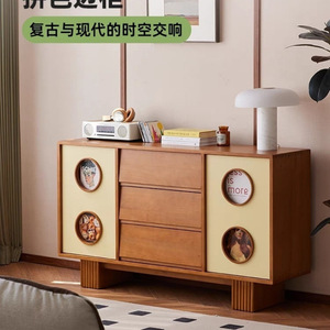 Retro Solid Wood Sideboard 150x40x86cm Multifunctional Storage Cabinet For Living Room And Dining Space - Product Image 2
