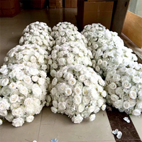 FL-093 Bola Bunga Putih Ukuran Besar 60cm, Bola Floral Besar untuk Dekorasi Meja Tengah Pesta Pernikahan