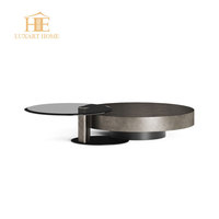 Ensemble table basse en verre de design italien Postmoderne Lumière Luxe Style moderne Grand appartement Villa Table basse en métal Combinaison