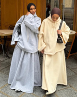 Ensembles de cordons islamiques d'hiver personnalisés pour femmes, hauts et jupes modestes, ensembles de 2 pièces pour le Ramadan et l'Aïd pour les musulmanes
