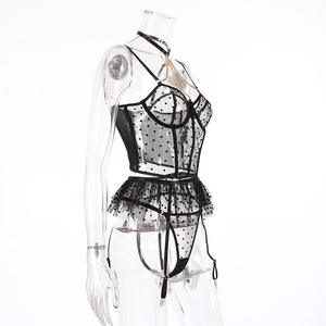 Sexy Intimates Korsett Babydoll Teddy Hot Mesh Schwarz Bikini 3 Stück Damen Dessous Strumpfband Set - Product Image 6