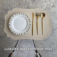 Set de table de luxe en cuir PVC gaufré 33 cm, résistant à la chaleur, imperméable, anti-taches, tapis de table irrégulier, dessous de plat et de bol