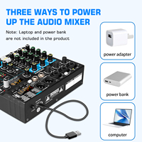 Biner FD6 Table de Mixage Audio Professionnelle Portable, Interface USB avec Fonction Lecture, Console de Mixage DJ 6 Canaux pour l'Enregistrement