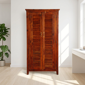 Armoire moderne en bois d'acacia indien à deux portes pour chambre et salon, artisanale, prix bas, meubles artisanaux indiens - Product Image 2