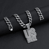 Iced Out Hip Hop personnalisé grande lettre nom US BOYZ pendentif lettre collier avec chaîne cubaine rappeur bijoux